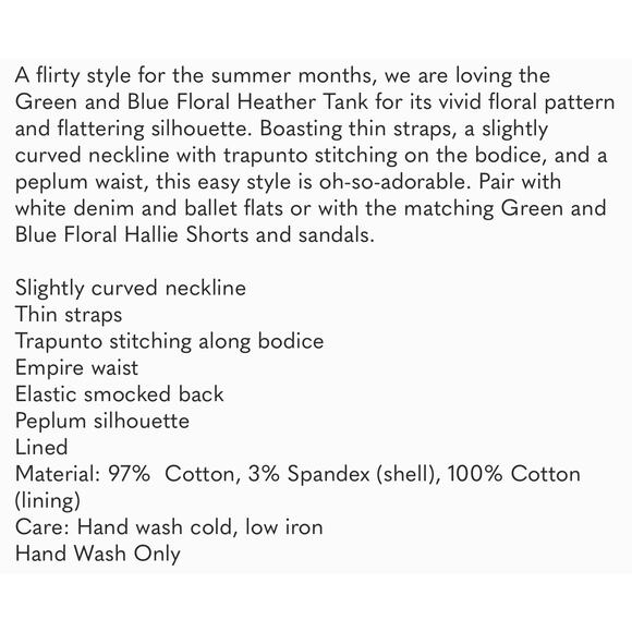 TUCKERNUCK Hyacinth House Green Floral Heather tank NWT Size XL - Picture 7 of 9